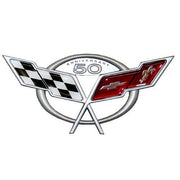 50th-Anniversary-Emblem-Metal-Sign---30x12-211023-Corvette-Store-Online