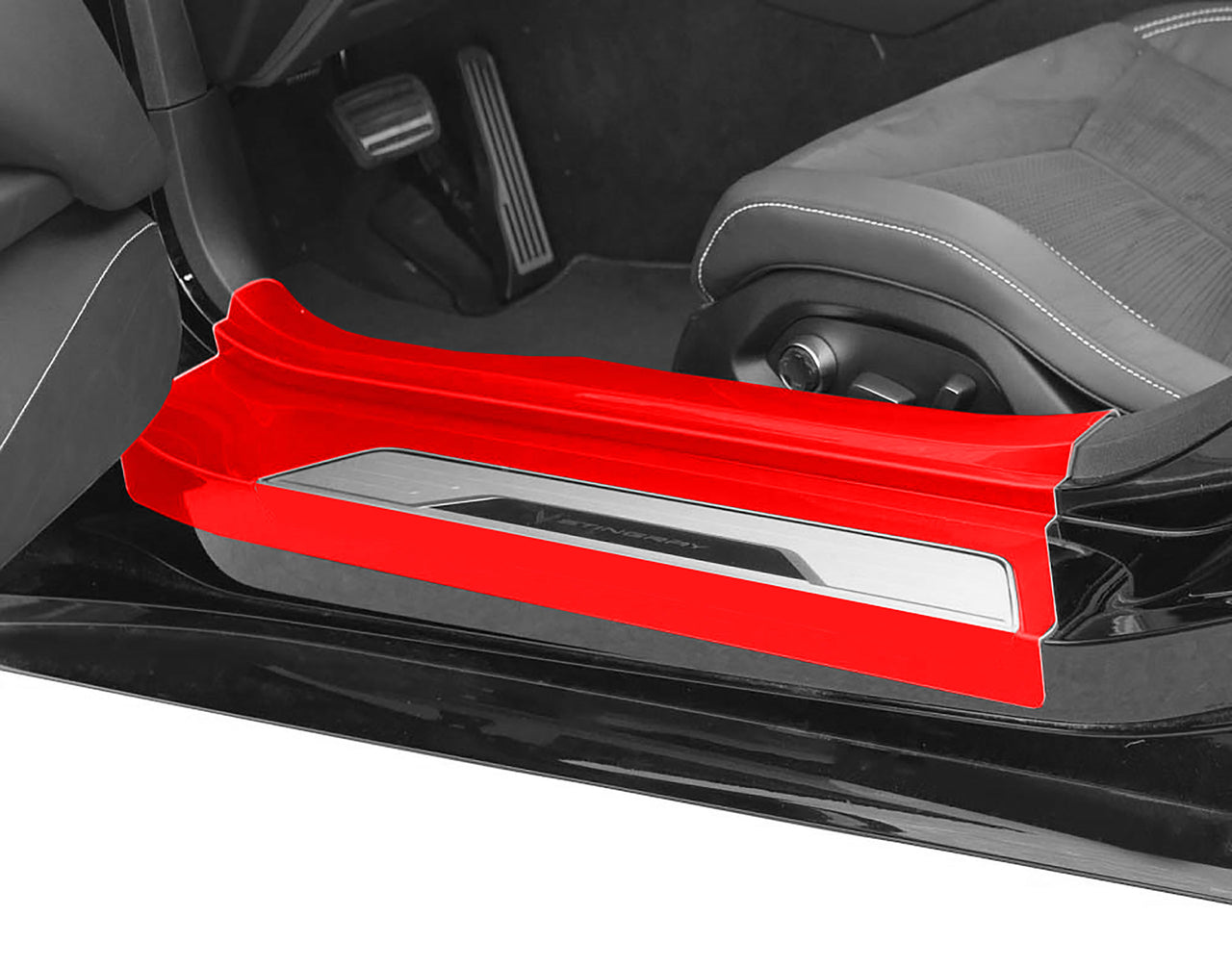Custom-Painted-Door-Sill-Guards-W/Clear-Cutout-212042CP-Corvette-Store-Online
