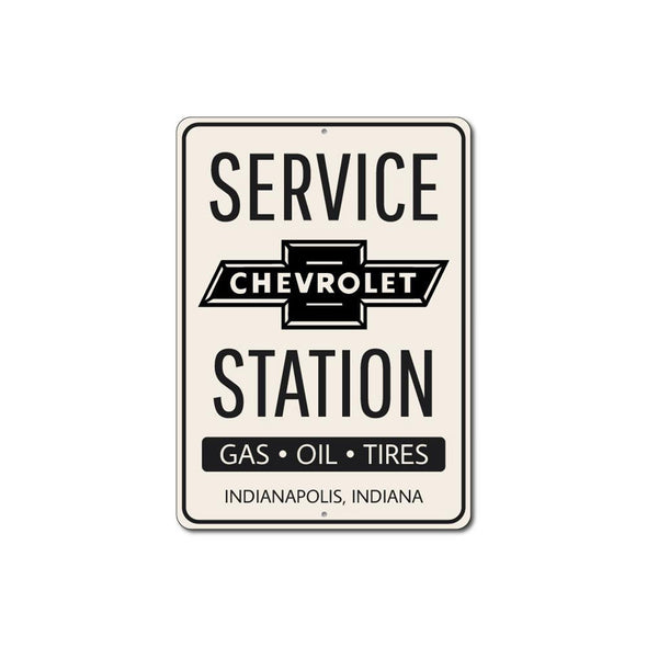 Personalized Chevy Service Station - Aluminum Sign