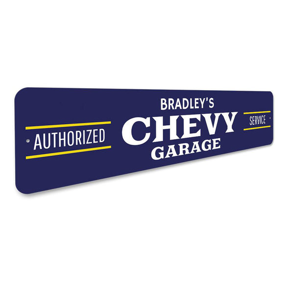 Personalized Chevy Garage Authorized Service - Aluminum Sign