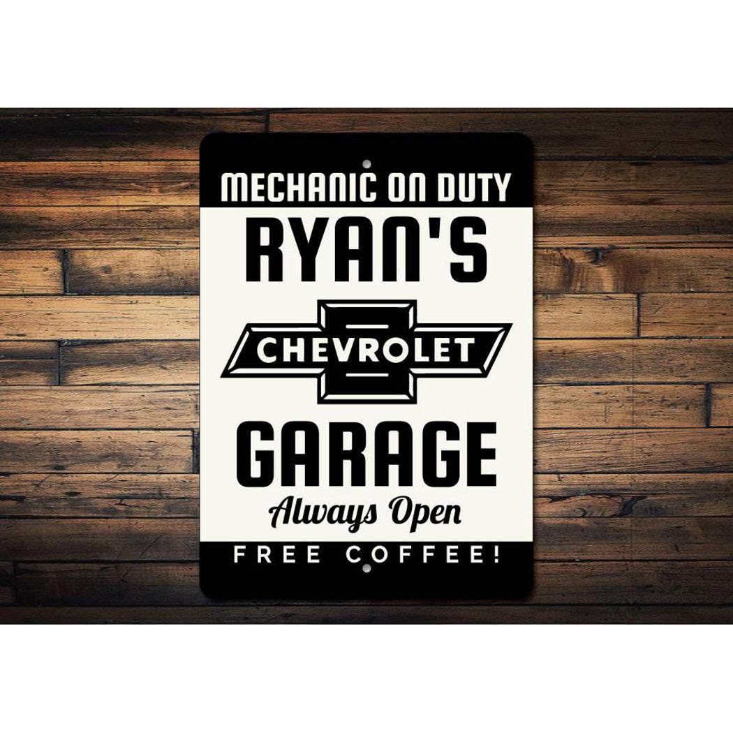 Personalized Chevy Garage - Aluminum Sign