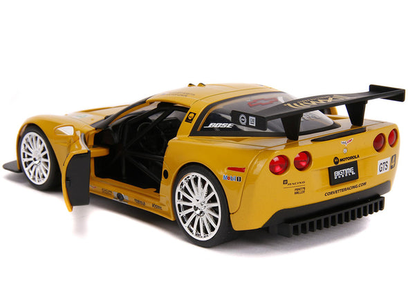 2005 Corvette C6-R #4 Olivier Beretta Yellow Bigtime Muscle 1/24 Diecast