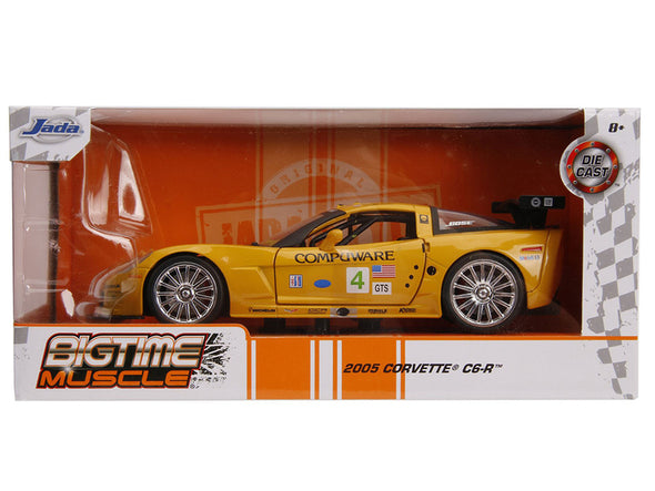 2005-corvette-c6-r-4-olivier-beretta-yellow-bigtime-muscle-1-24-diecast