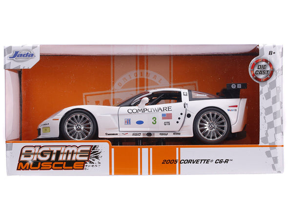 2005-corvette-c6-r-3-olivier-beretta-white-bigtime-muscle-1-24-diecast