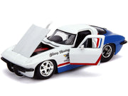 1963-corvette-stingray-white-blue-red-stripe-chevy-racing-1-24-diecast