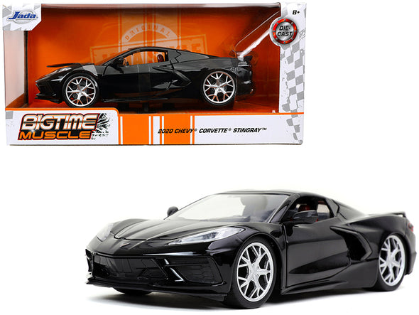 2020 Corvette Stingray C8 Glossy Black "Bigtime Muscle" 1/24 Diecast