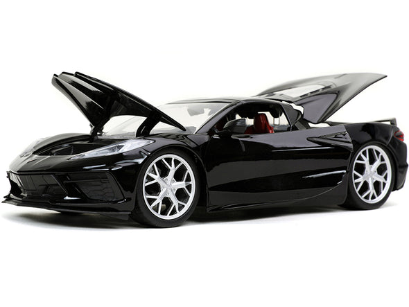 2020 Corvette Stingray C8 Glossy Black "Bigtime Muscle" 1/24 Diecast