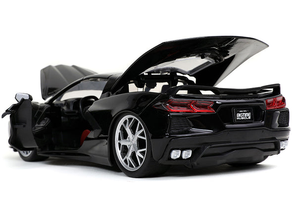 2020 Corvette Stingray C8 Glossy Black "Bigtime Muscle" 1/24 Diecast