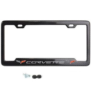c6-corvette-carbon-fiber-gray-script-w-double-logo-license-plate-frame-notched