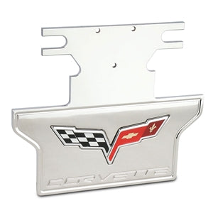 C6 2005-2013 Corvette Exhaust Plate | Billet Chrome | C6 Logo - [Corvette Store Online]