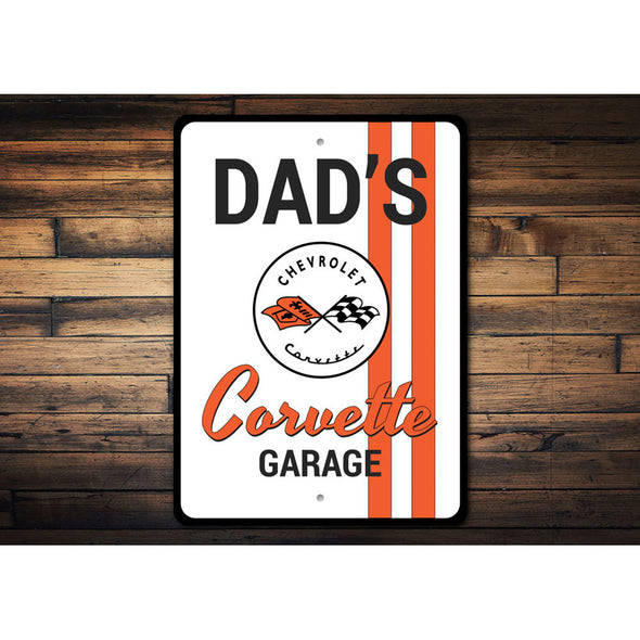 Dad's C1 Chevy Corvette Garage - Aluminum Sign
