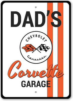 Dad's C1 Chevy Corvette Garage - Aluminum Sign