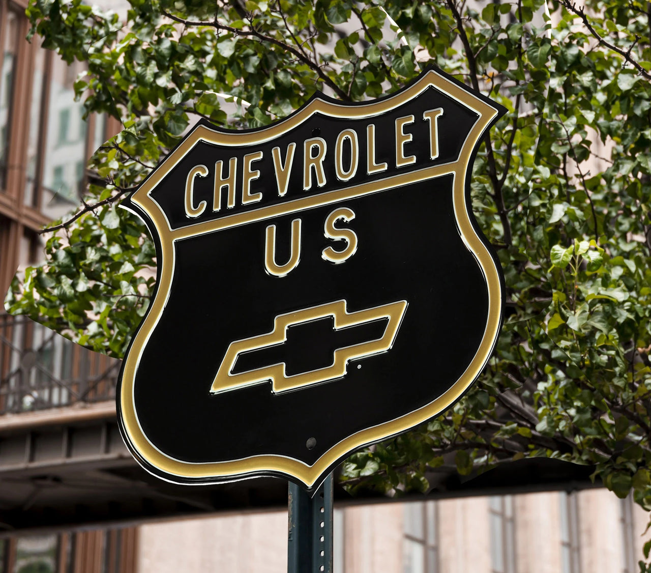 Chevrolet Bowtie Logo Route Steel Sign