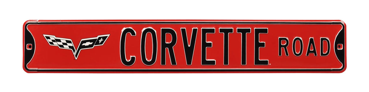C6 Corvette Road Red Steel Sign