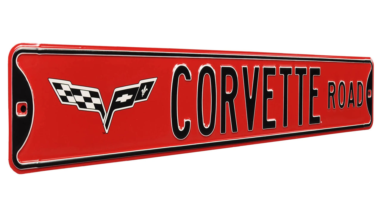 C6 Corvette Road Red Steel Sign
