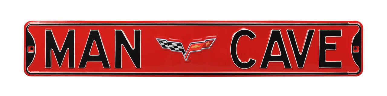 C6 Corvette Man Cave Red Steel Street Sign