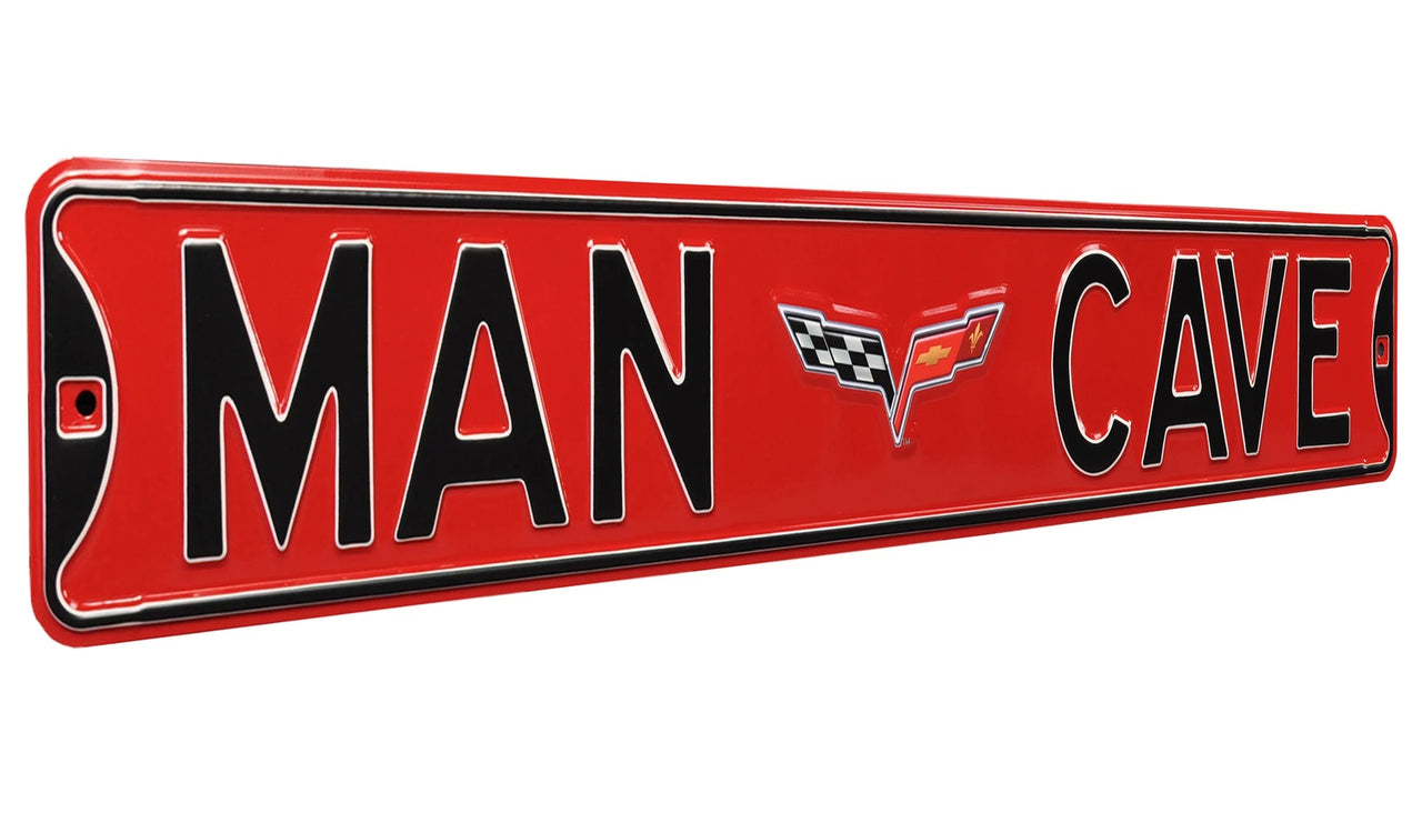 C6 Corvette Man Cave Red Steel Street Sign