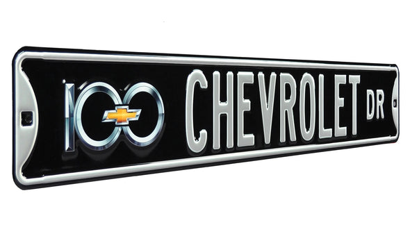 100 Gold Bowtie Chevrolet Drive Steel Sign
