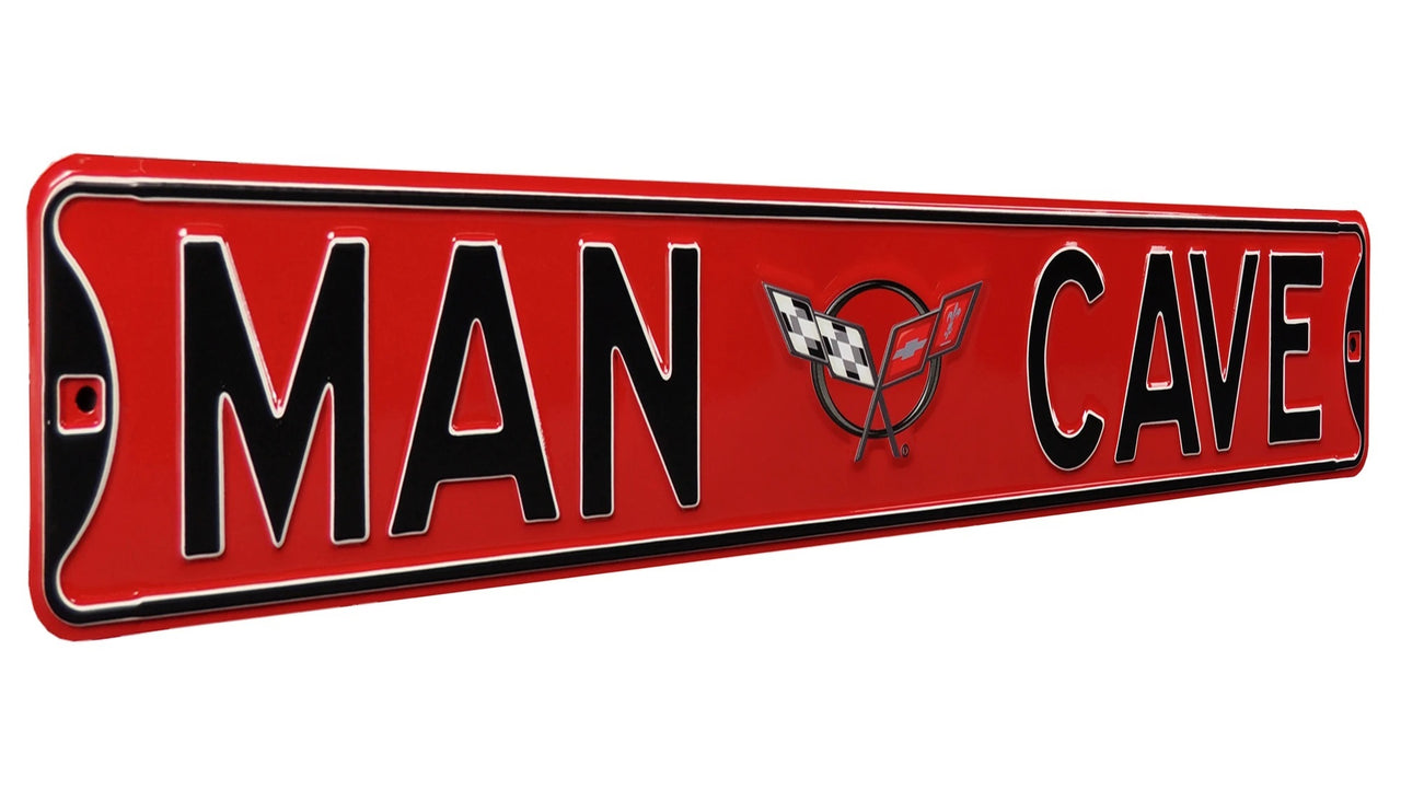 C5 Corvette Man Cave Red Steel Street Sign