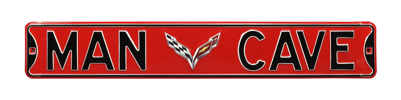 C7 Corvette Man Cave Red Steel Street Sign