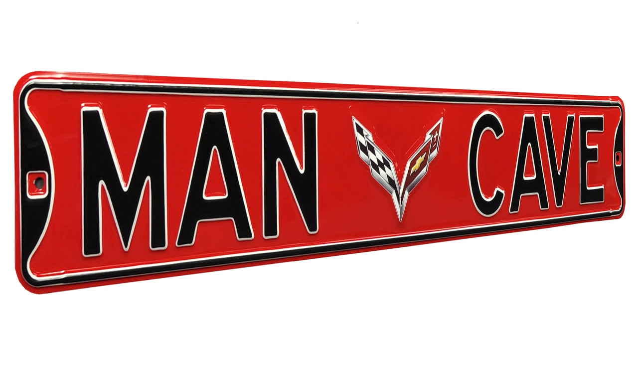C7 Corvette Man Cave Red Steel Street Sign