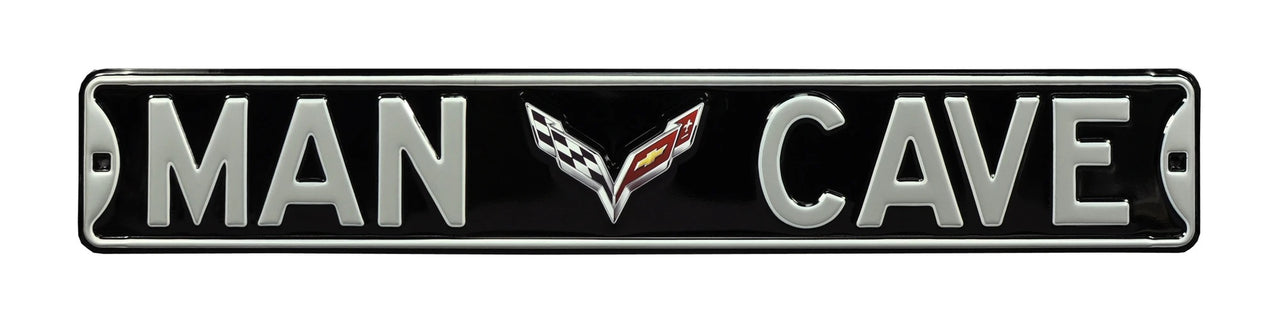 C7 Corvette Man Cave Black Steel Street Sign