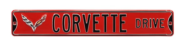 C7 Corvette Drive Red Steel Sign