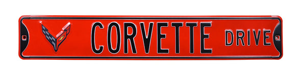 C8 Corvette Drive Red Steel Sign