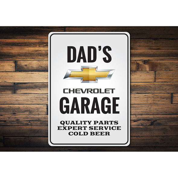 Personalized Dad's Chevrolet Garage - Aluminum Sign