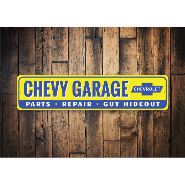 Chevy Garage Guy Hideout - Aluminum Sign