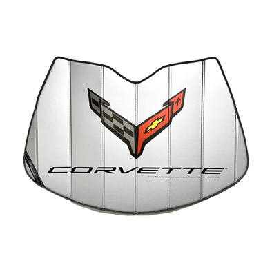 C8 Corvette Custom-Fit Accordion Style Sunshade with Logo