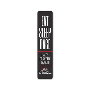 C2 Corvette Eat Sleep Race Dad's Corvette Garage- Aluminum Sign