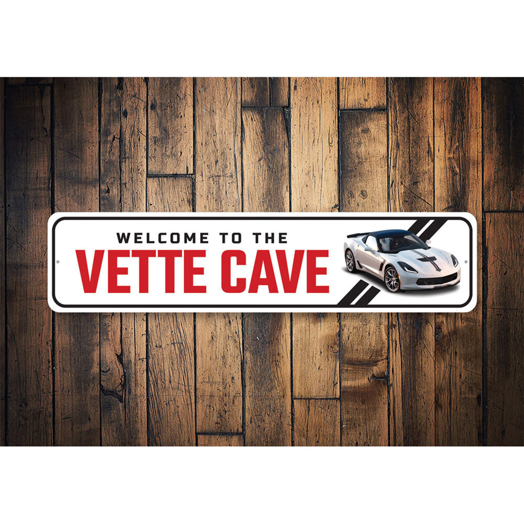 C7 Corvette Welcome To The Vette Cave - Aluminum Sign