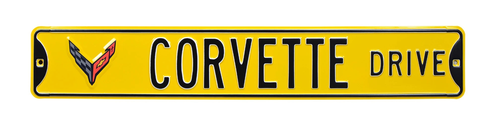 C8 Corvette Drive Yellow Steel Sign