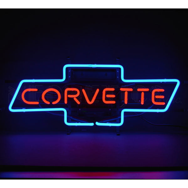 Corvette Bowtie Neon Sign With Backing - [Corvette Store Online]