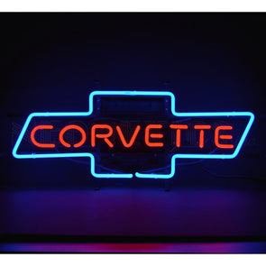 Corvette Bowtie Neon Sign With Backing - [Corvette Store Online]