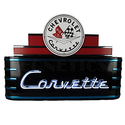 Art Deco Marquee Corvette Neon Sign In Metal Can - [Corvette Store Online]