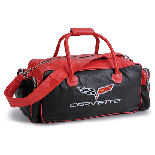 C6 Corvette Duffle Bag 24" Black/Red - [Corvette Store Online]