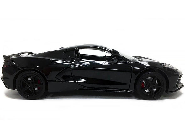 2020 Corvette C8 Stingray Black with Gray Stripes 1/24 Diecast