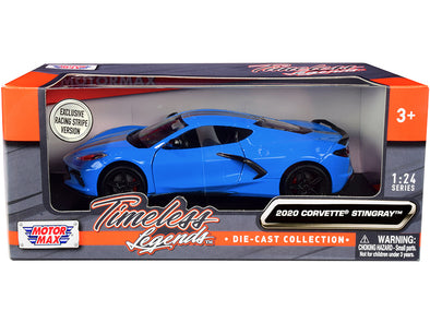 2020 Corvette C8 Stingray Blue Metallic w/ Stripes Timeless Legends 1/24 Diecast