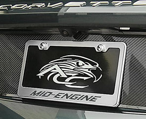 C8 Corvette MID-ENGINE License Plate Frame Stainless Steel