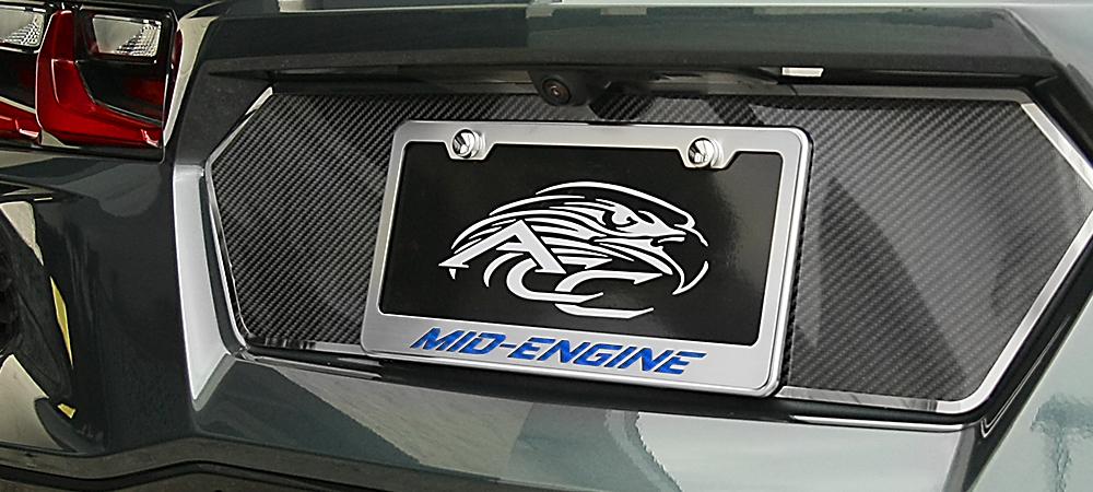 C8 Corvette MID-ENGINE License Plate Frame Stainless Steel
