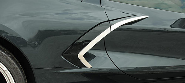 C8 Corvette - Side Vent Trim 4Pc | Brushed Stainless Steel w/Chrome Molding