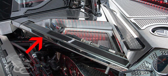 C8 Corvette - Rear Crossmember Covers w/Carbon Fiber Top Plate 2Pc Stainless Steel