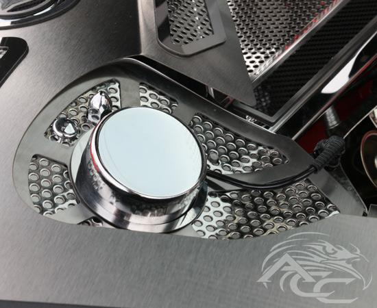 C8 Corvette - Perforated Shock Tower Cover Inserts with Chrome Cap - 2 Pieces