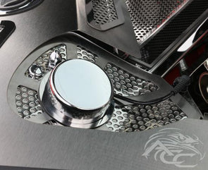 C8 Corvette - Perforated Shock Tower Cover Inserts with Chrome Cap - 2 Pieces