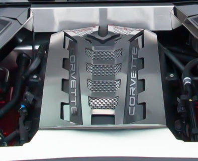 C8 Corvette Engine Shroud Kit Brushed w/Perforated Inserts 6Pc