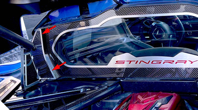 2020-2023 C8 Corvette Coupe Rear Window Side Accents - Carbon Fiber w/ Brushed Trim