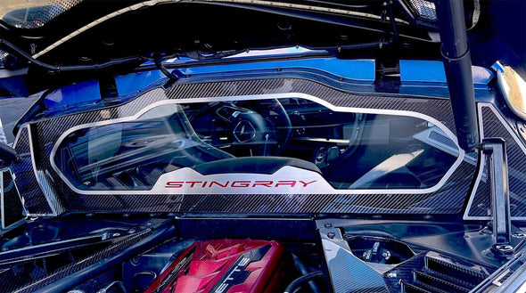 2020-2024 C8 Corvette Coupe Rear Window Side Accents - Carbon Fiber w/ Brushed Trim