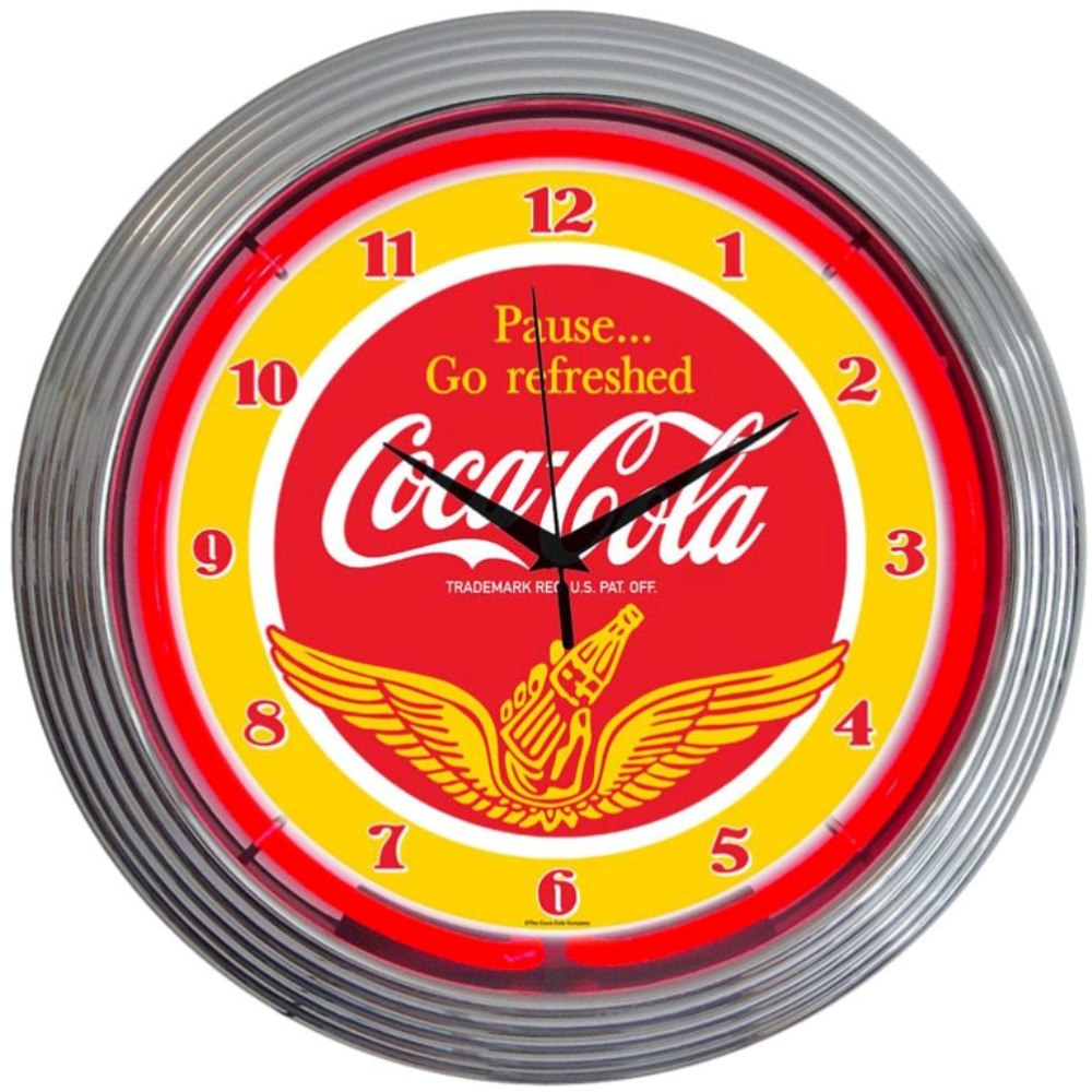 Vintage Coca-Cola Wings Neon Clock